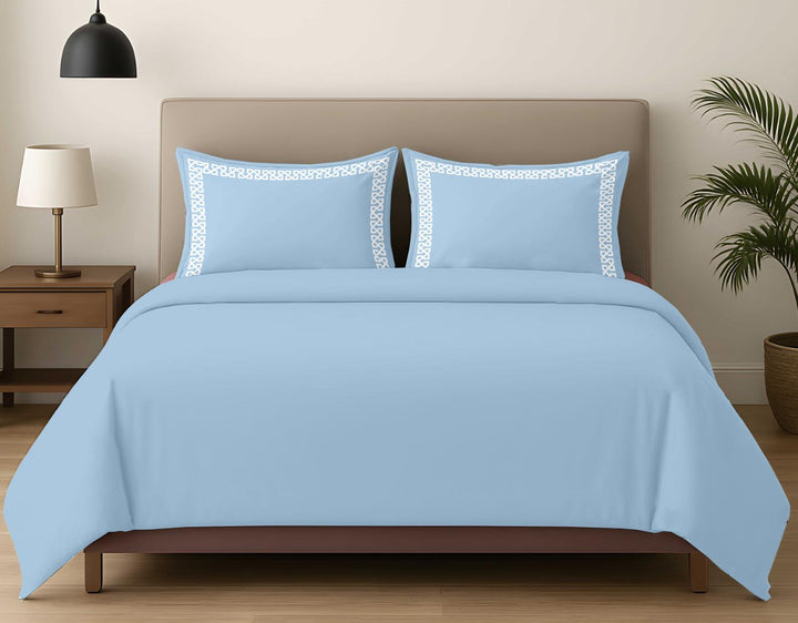 Premium King Size Embroidery Cotton Bedsheet |Luxury Bedding  Set Endless Kont - Slate Blue