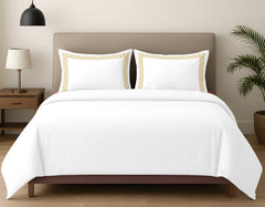 Premium King Size Embroidery Cotton Bedsheet |Luxury Bedding  Set Endless Kont - White Golden