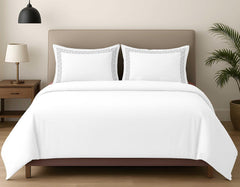 Premium King Size Embroidery Cotton Bedsheet |Luxury Bedding  Set Endless Kont - White Silver