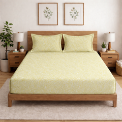 500 TC Cotton Bedsheets – Opulence Premium Collection | Viora | Lime