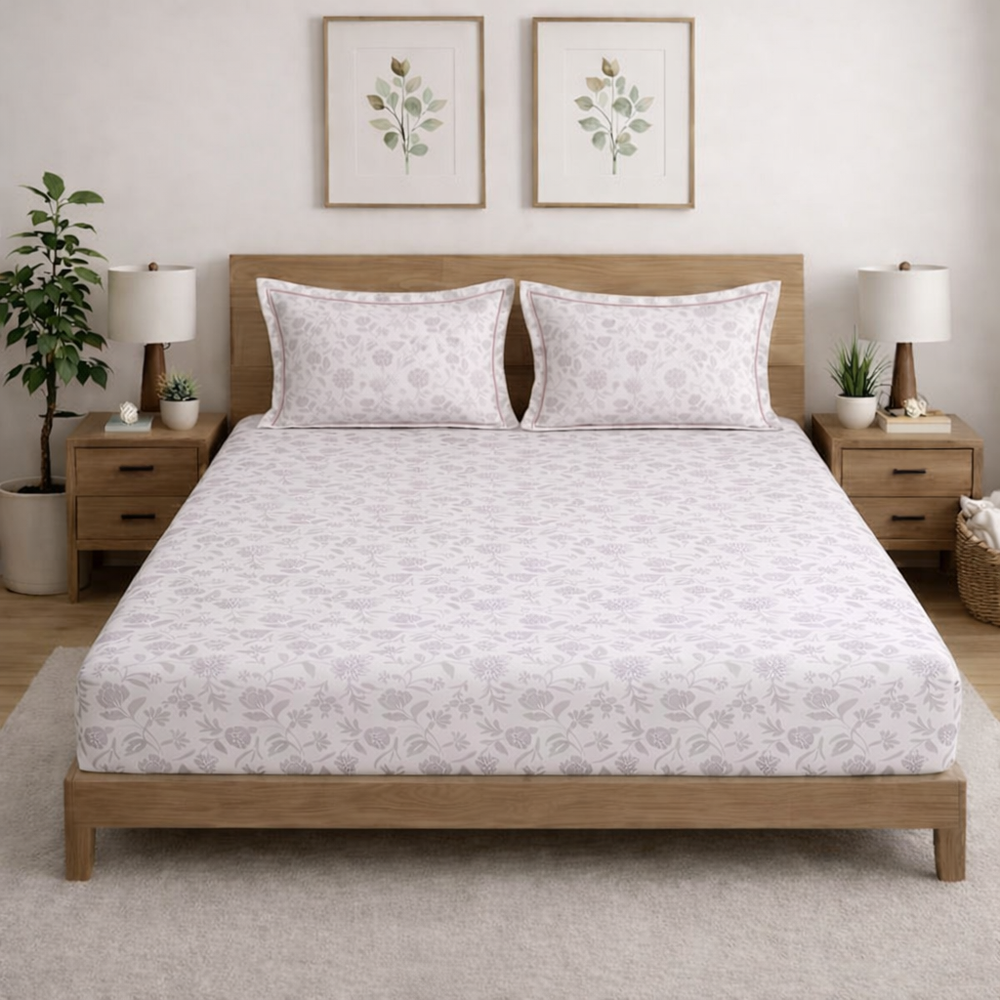 Opulence  King-Size Premium Bedsheet |  500 TC Long-Staple Cotton | Pure Petal | Petal Pink