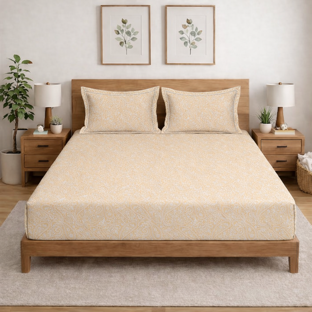 Opulence  King-Size Premium Bedsheet |  500 TC Long-Staple Cotton  | Viora | Aprocot