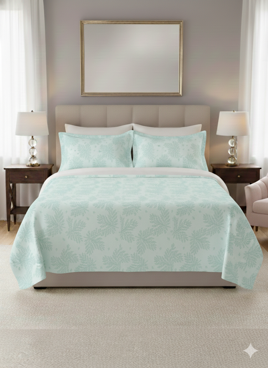 Bombay Dyeing Celsia Classic Floral Printed Cotton Bedsheet | Light Blue