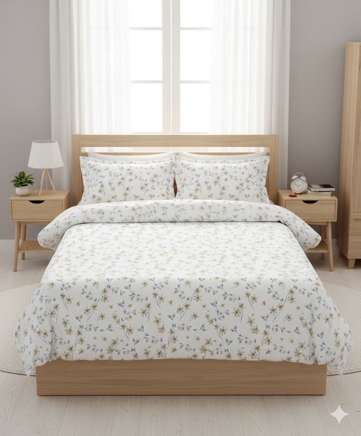 Celsia Meadow Floral Printed Cotton Bedsheet