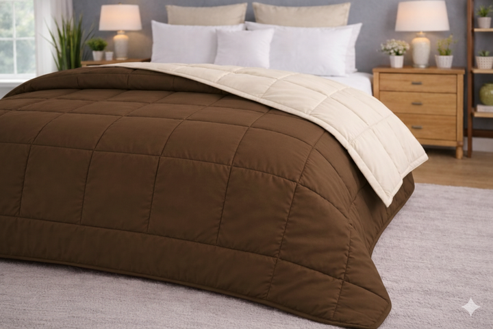 Cream & Walnut All Season Reversible Double Comforter