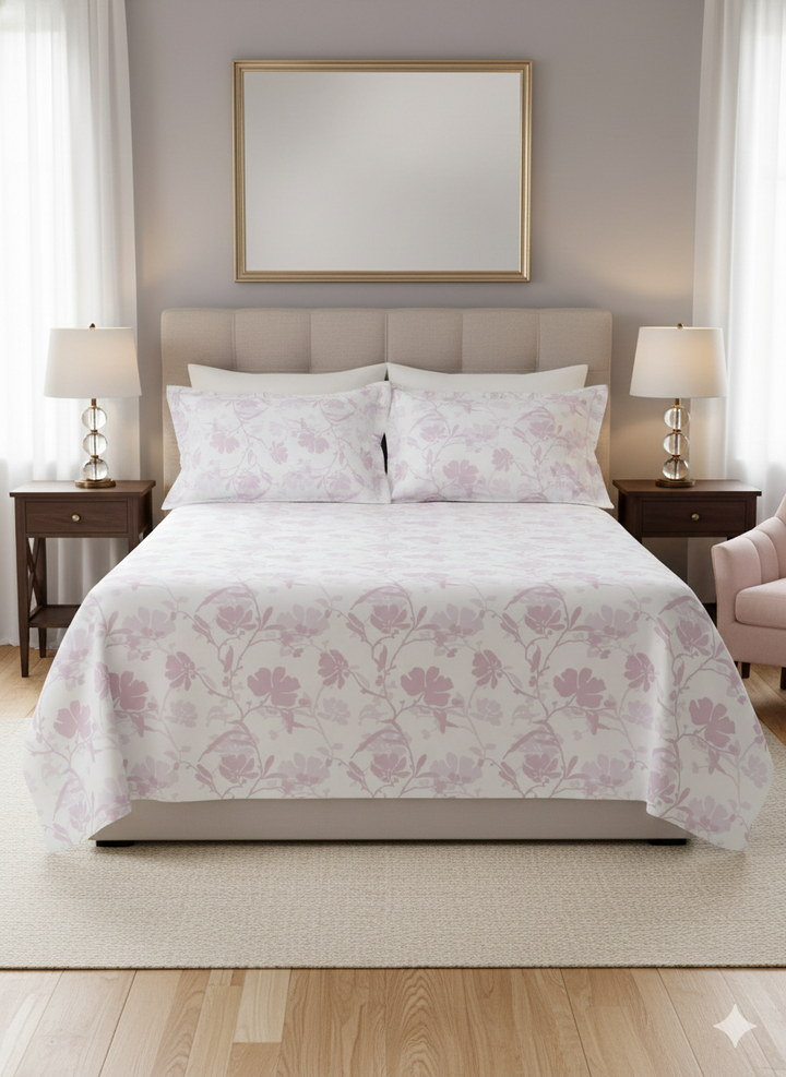 Celsia Petal Trail Printed Cotton Bedsheet
