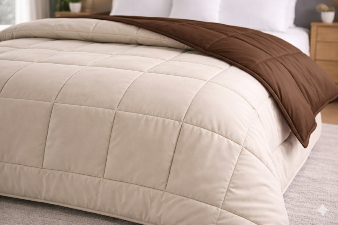 Cream & Walnut All Season Reversible Double Comforter