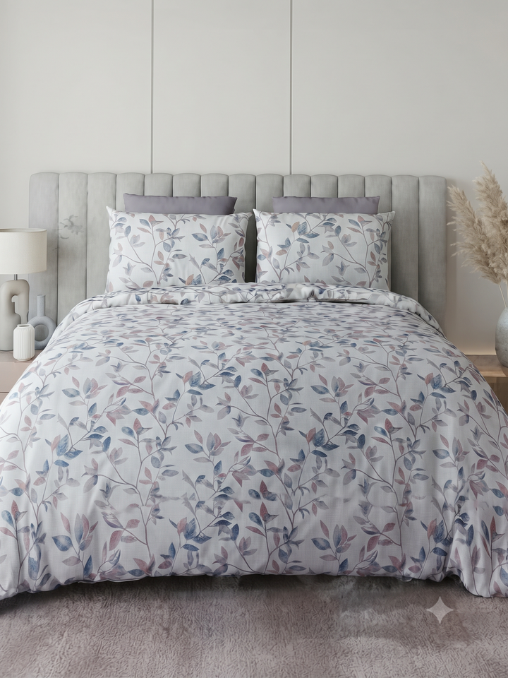 Luxe Loom King-Size Bedsheet  100% Cotton | 210 TC Sateen | Smooth & Silky Feel | Muted Green Floral