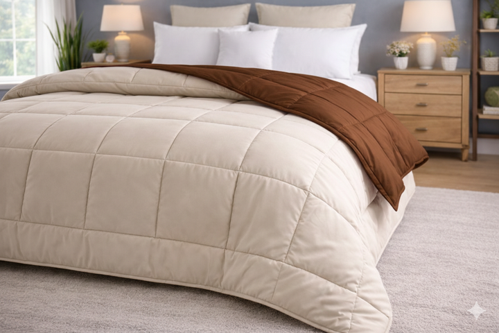 Cream & Walnut All Season Reversible Double Comforter