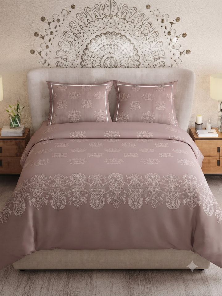 Satin Touch King Size Premium Bedsheet  | 100% Cotton |  300 TC Sateen | Smooth & Silky Feel | Dusty Pink
