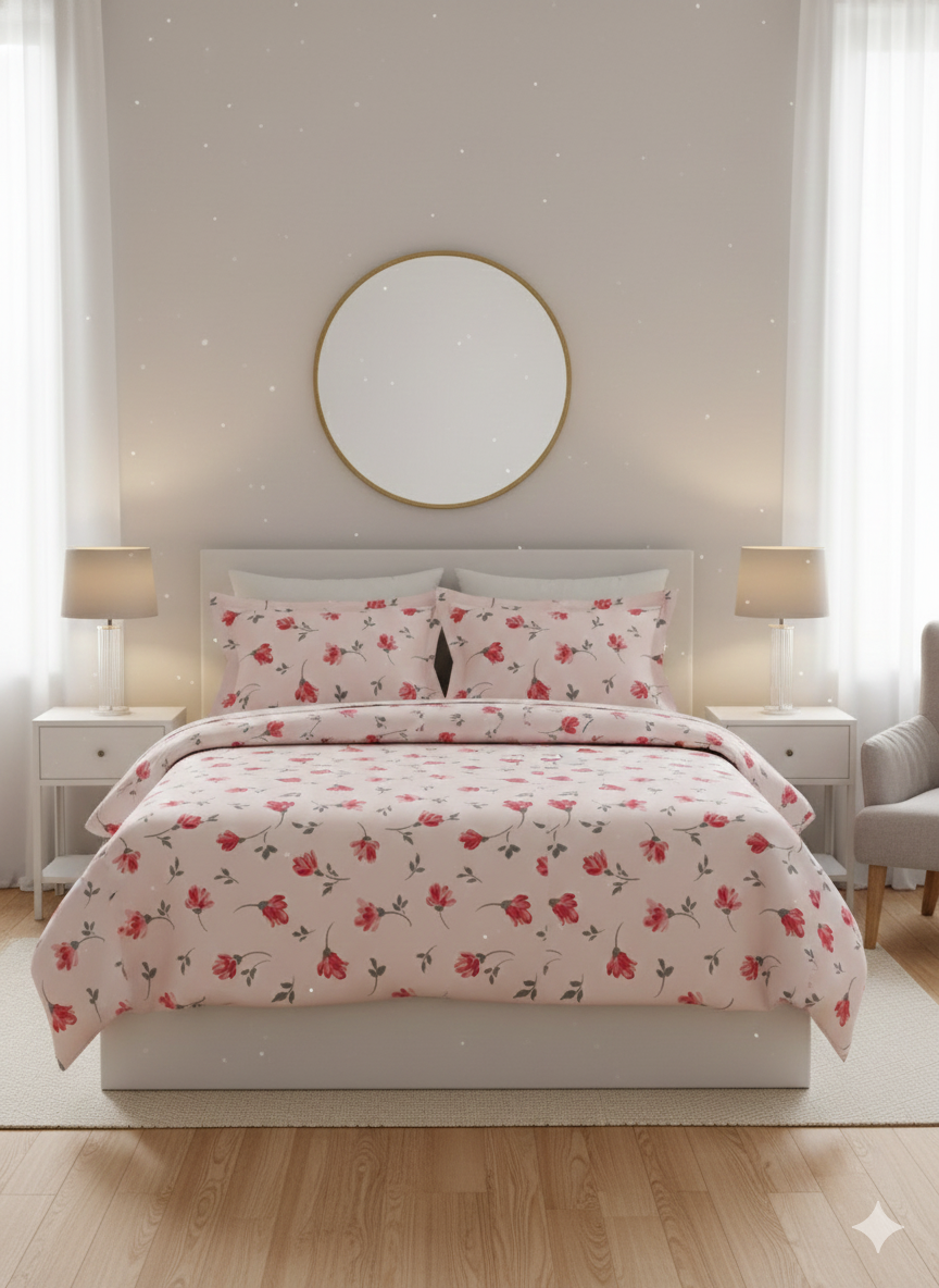 Bombay Dyeing Celsia Garden Bloom Printed Cotton Bedsheet | Pink