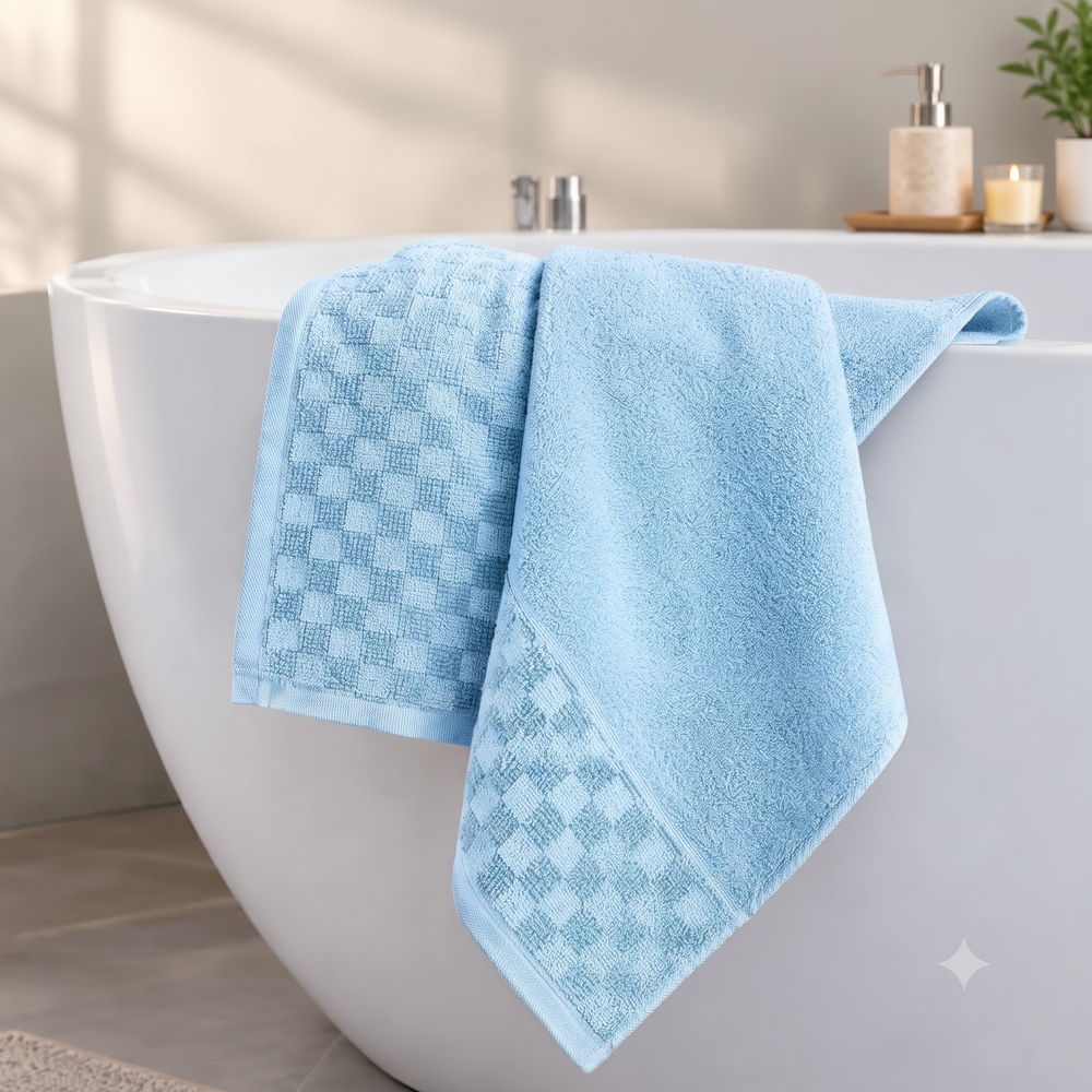 Serenia Bamboo Cotton Bath Towel | Quick-Dry &  Zero Twist | Glacier Mist Colour
