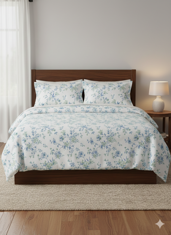 Celsia Soft Botanical Printed Cotton Bedsheet