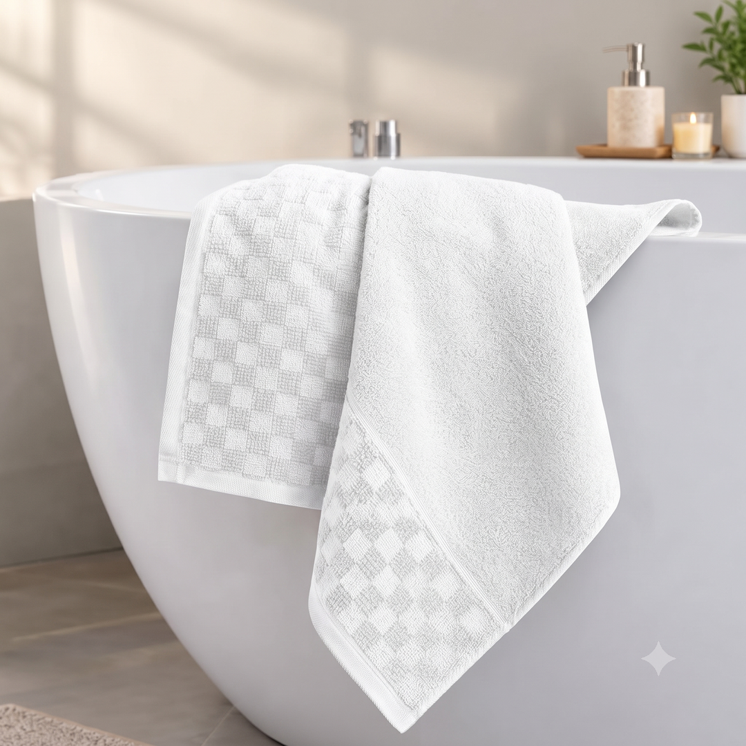 Serenia Bamboo Cotton Bath Towel | Quick-Dry &  Zero Twist | Pearl White Colour