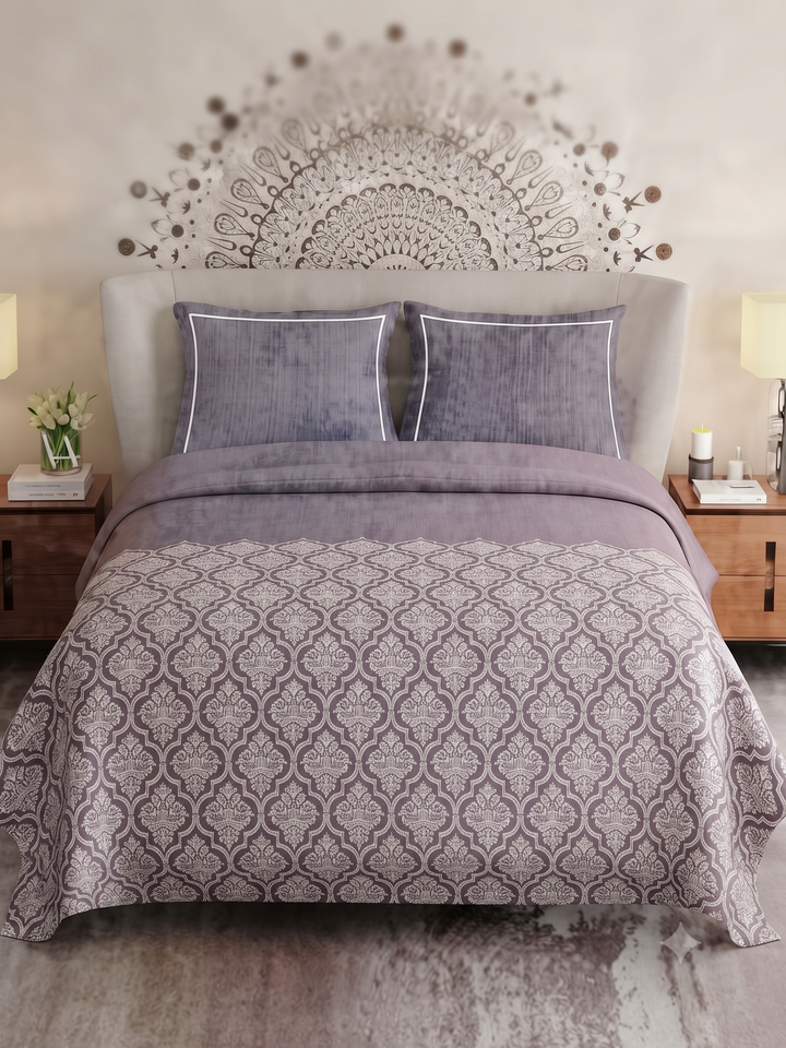 Satin Touch King Size Premium Bedsheet  | 100% Cotton |  300 TC Sateen | Smooth & Silky Feel | Grey color