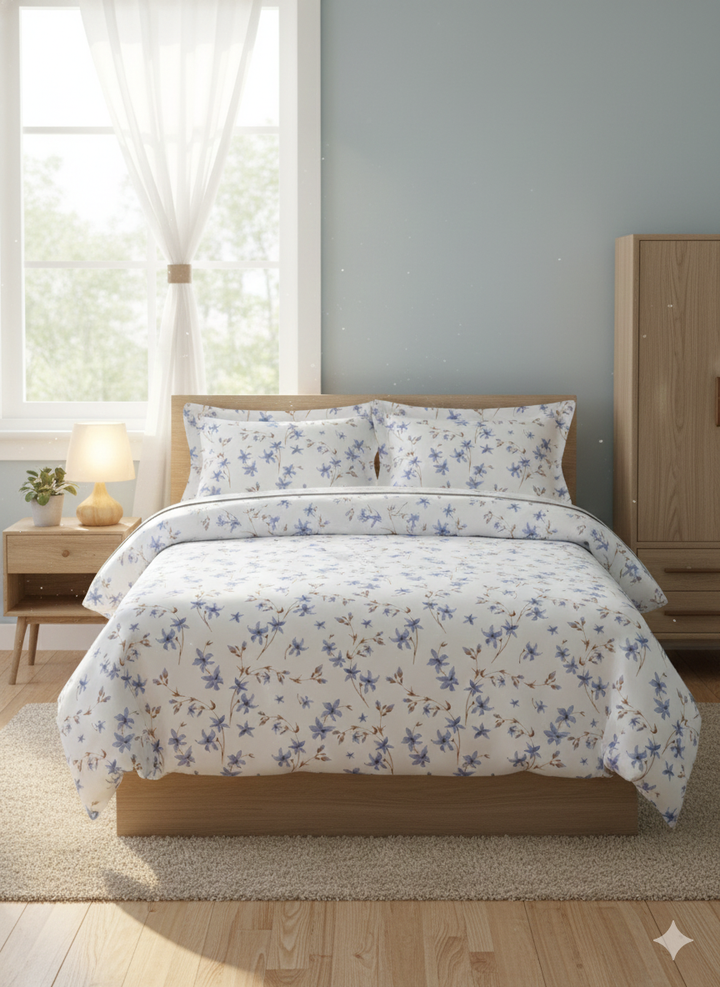 Celsia Meadow Floral Printed Cotton Bedsheet