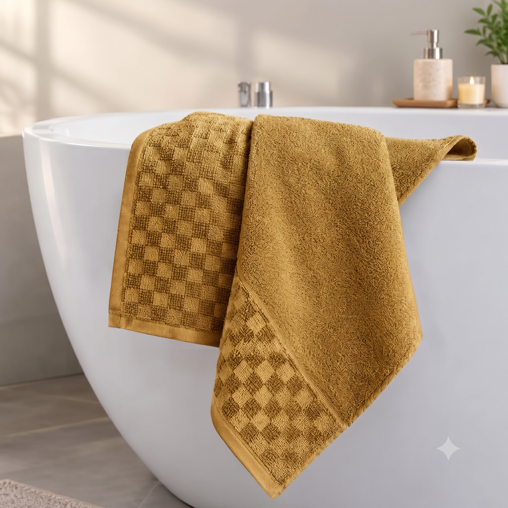 Serenia Bamboo Cotton Bath Towel | Quick-Dry &  Zero Twist | Golden Caramel Colour
