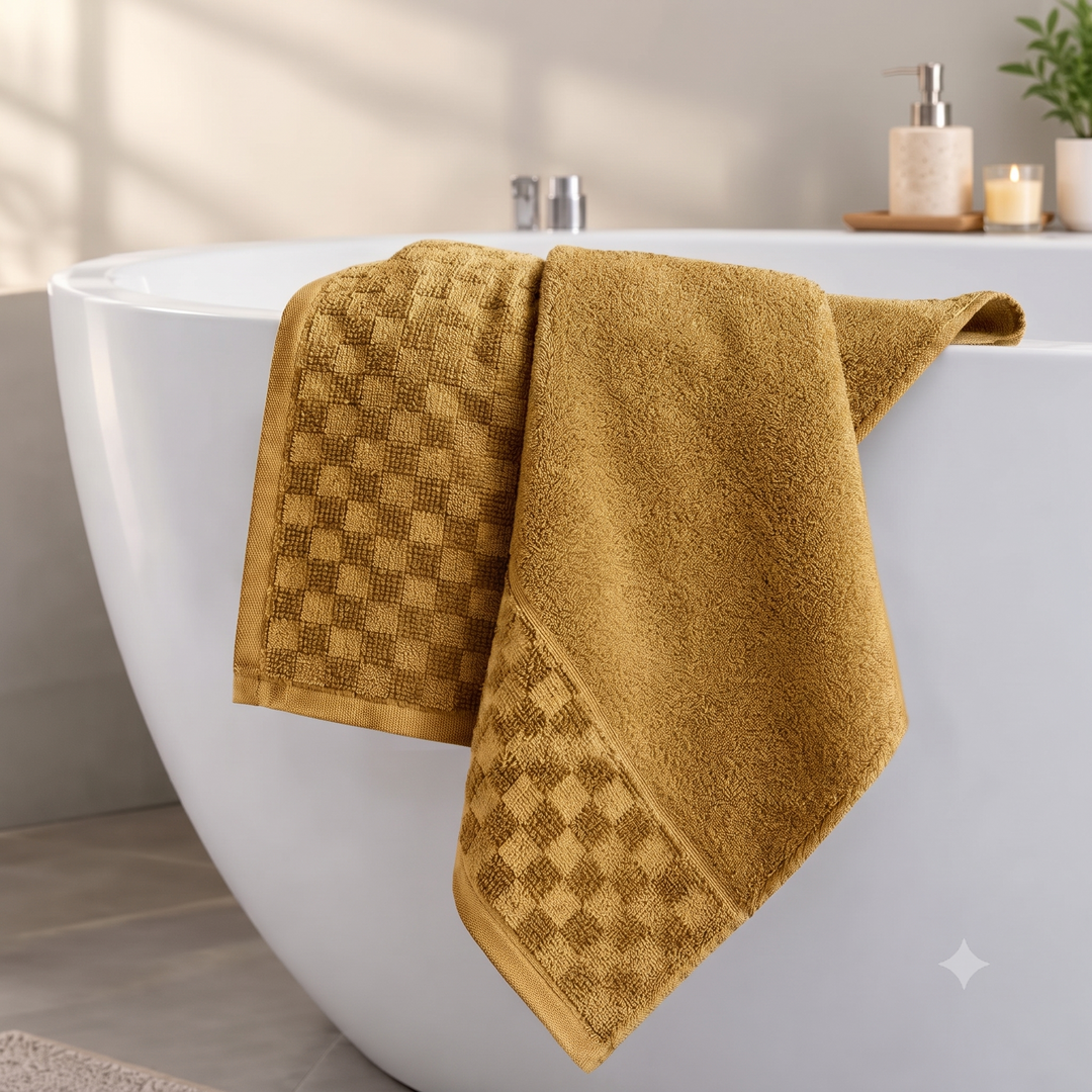 Serenia Bamboo Cotton Bath Towel | Quick-Dry &  Zero Twist | Golden Caramel Colour