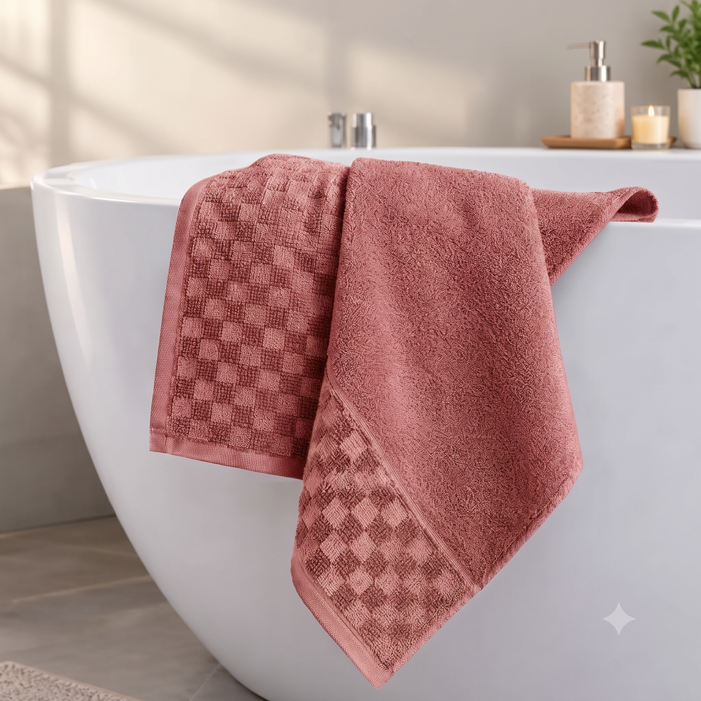 Serenia Bamboo Cotton Bath Towel | Quick-Dry &  Zero Twist | Rose Blush Colour