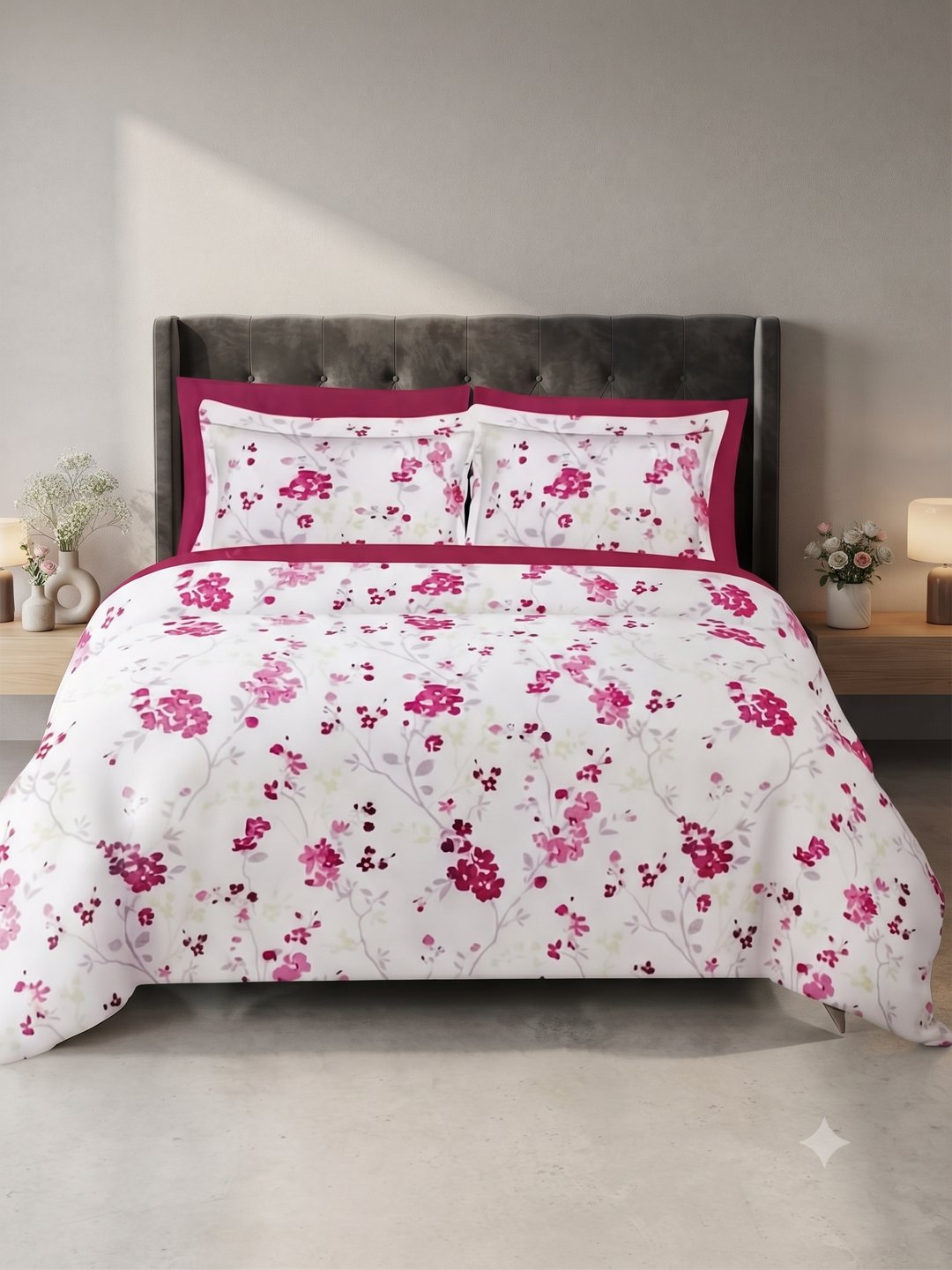 Soft Loom King-Size Bedsheet | 100% Cotton | Pink Floral