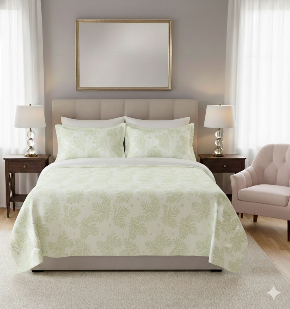 Bombay Dyeing Celsia Classic Floral Printed Cotton Bedsheet | Light Green Floral