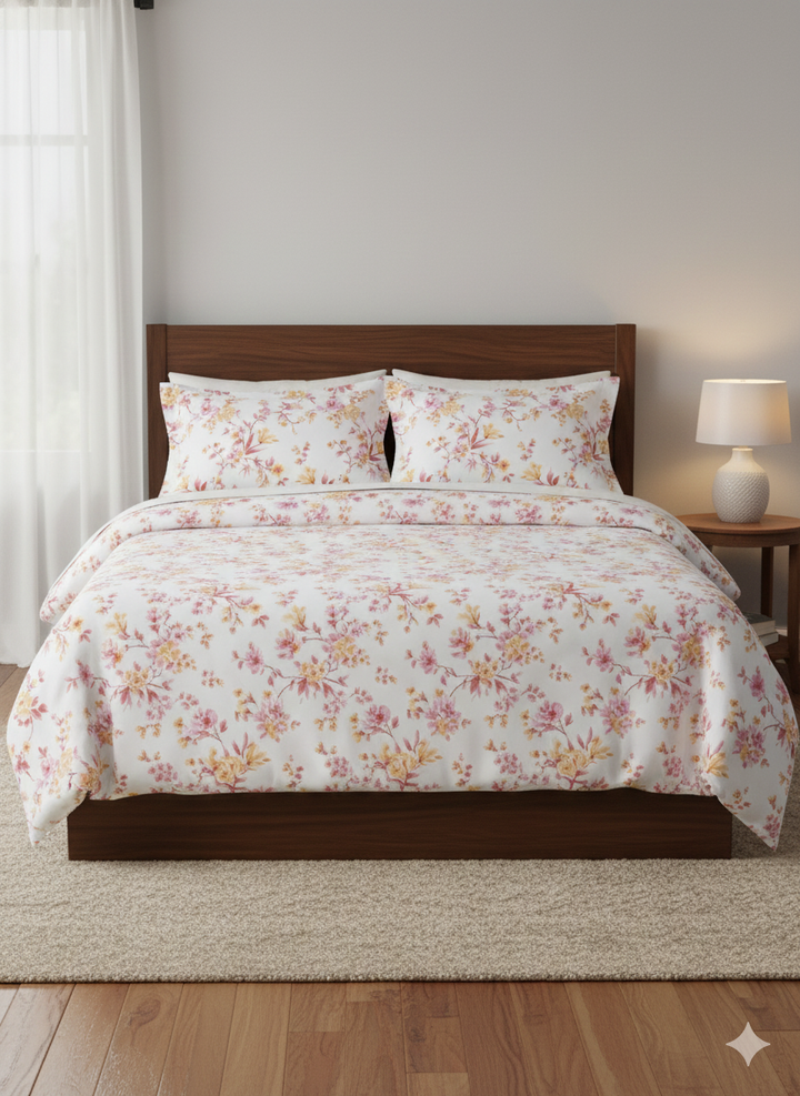 Celsia Soft Botanical Printed Cotton Bedsheet