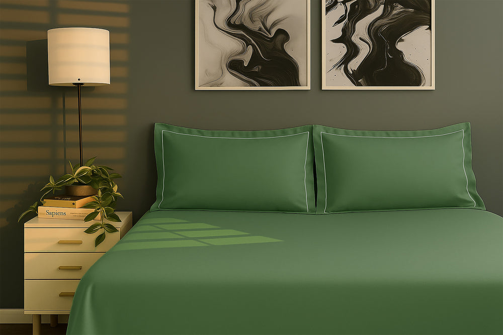 Bedcetera Solitaire King Size Solids Bedsheet Green Colour