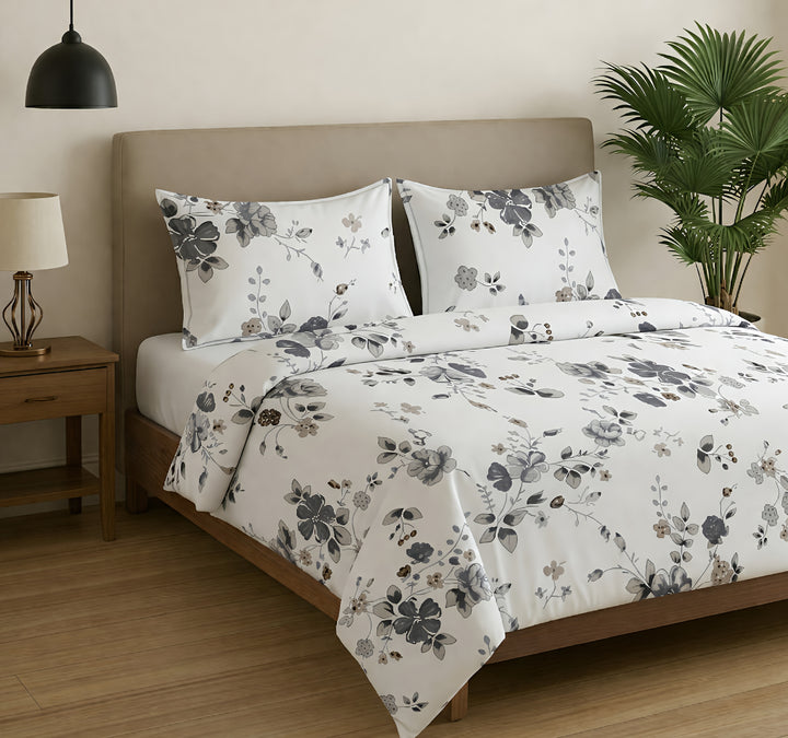 Elegant Floral Cotton Bedsheet with Pillow Covers – Soft & Premium Bedding Set - Vivron