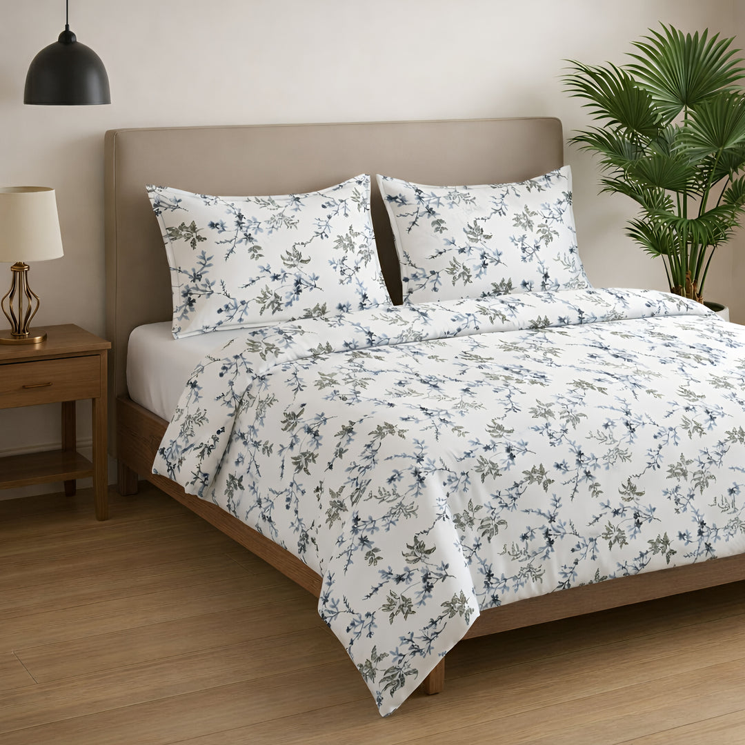 Elegant Floral Cotton Bedsheet with Pillow Covers – Soft & Premium Bedding Set - Vivron