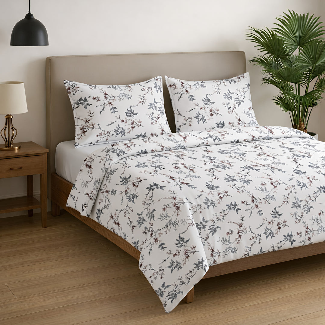 Elegant Floral Cotton Bedsheet with Pillow Covers – Soft & Premium Bedding Set - Vivron