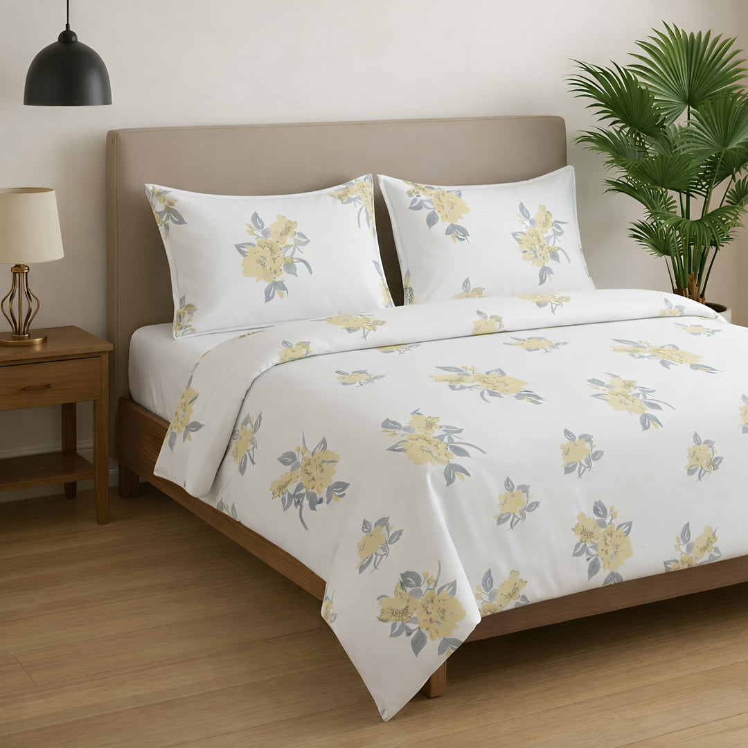 Elegant Floral Cotton Bedsheet with Pillow Covers – Soft & Premium Bedding Set - Vivron