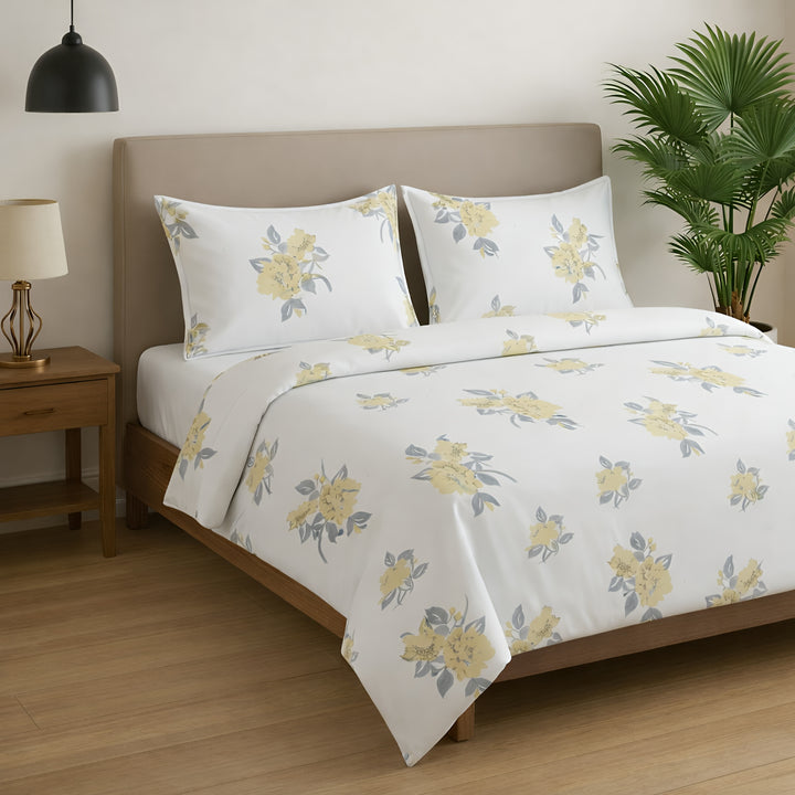 Elegant Floral Cotton Bedsheet with Pillow Covers – Soft & Premium Bedding Set - Vivron