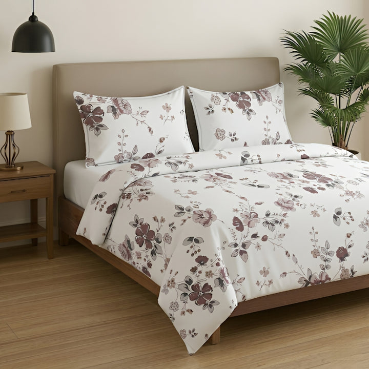 Elegant Floral Cotton Bedsheet with Pillow Covers – Soft & Premium Bedding Set - Vivron