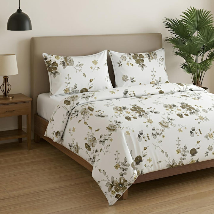 Elegant Floral Cotton Bedsheet with Pillow Covers – Soft & Premium Bedding Set - Vivron