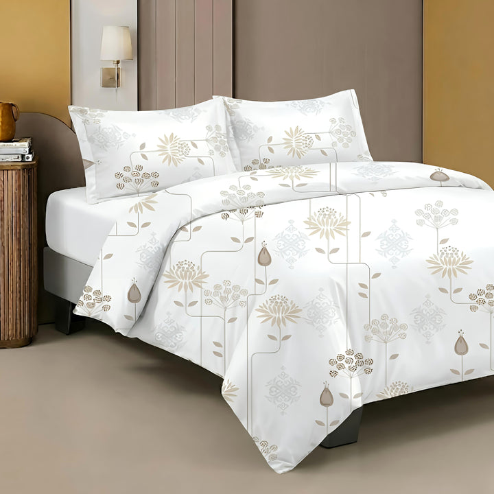 Elegant Floral Cotton Bedsheet with Pillow Covers – Soft & Premium Bedding Set - Vivron