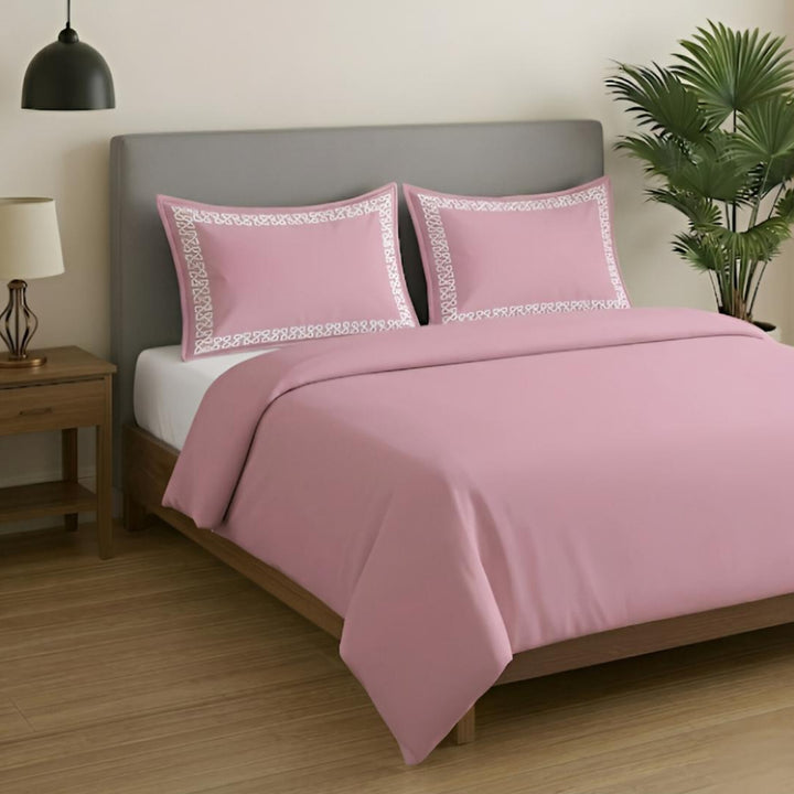 Premium King Size Embroidery Cotton Bedsheet |Luxury Bedding  Set Endless Kont - Cameo Rose
