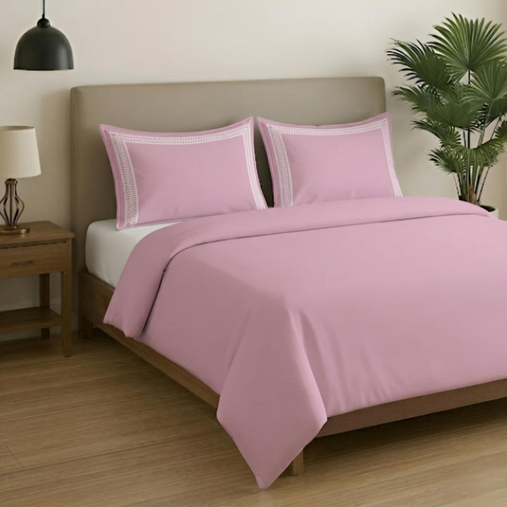 Premium King Size Embroidery Cotton Bedsheet |Luxury Bedding  Set Mughal Net - Cameo Rose