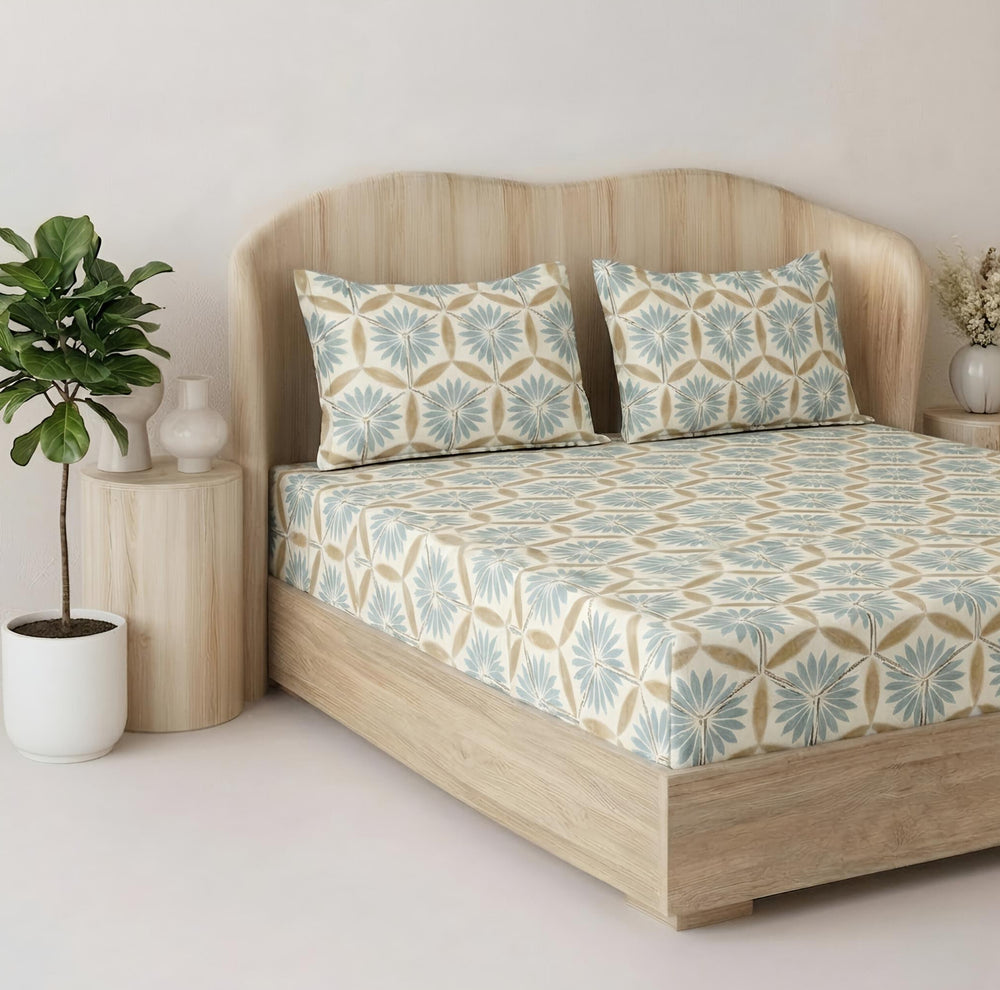 Fabella King-Size Bedsheet  |  Light Blue  |  Ultra-Soft, Cotton-Feel Fabric