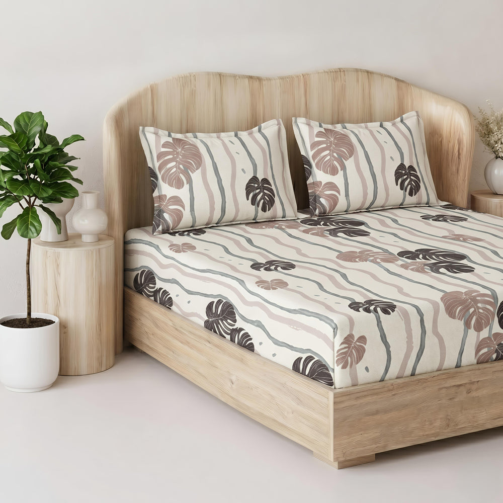 Fabella King-Size Bedsheet  |  Light Brown  |  Ultra-Soft,  Cotton-Feel Fabric