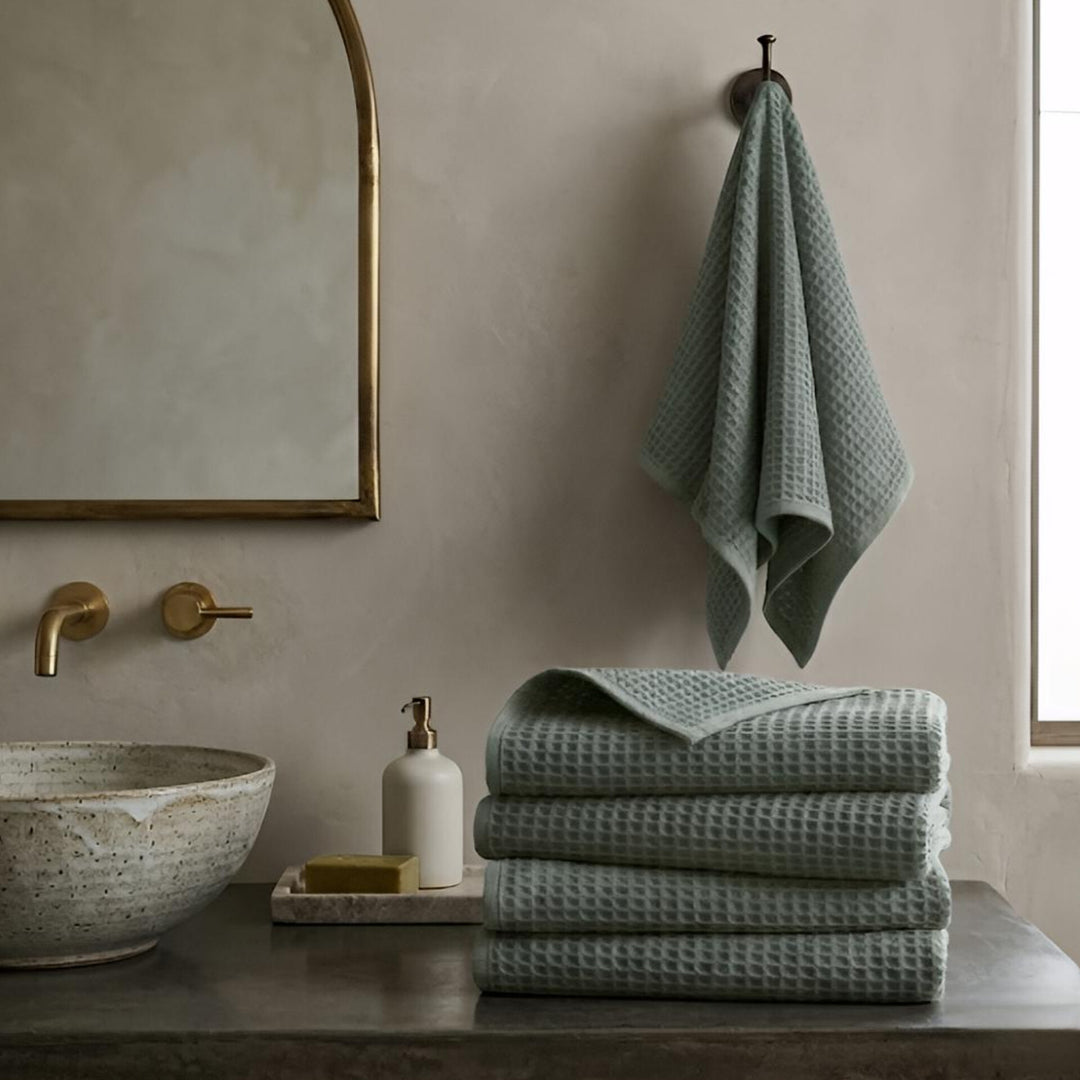 Premium Waffle Hand Towels – Soft, Absorbent & Quick-Dry Cotton-Silver