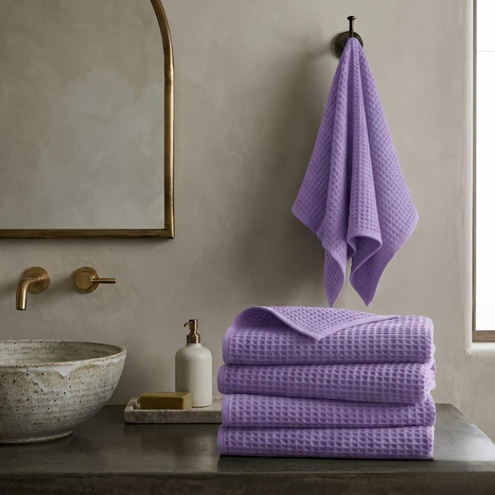 Premium Waffle Hand Towels – Soft, Absorbent & Quick-Dry Cotton-Lavender