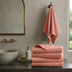 Premium Waffle Hand Towels – Soft, Absorbent & Quick-Dry Cotton-Peach