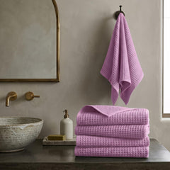 Premium Waffle Hand Towels – Soft, Absorbent & Quick-Dry Cotton-Pink