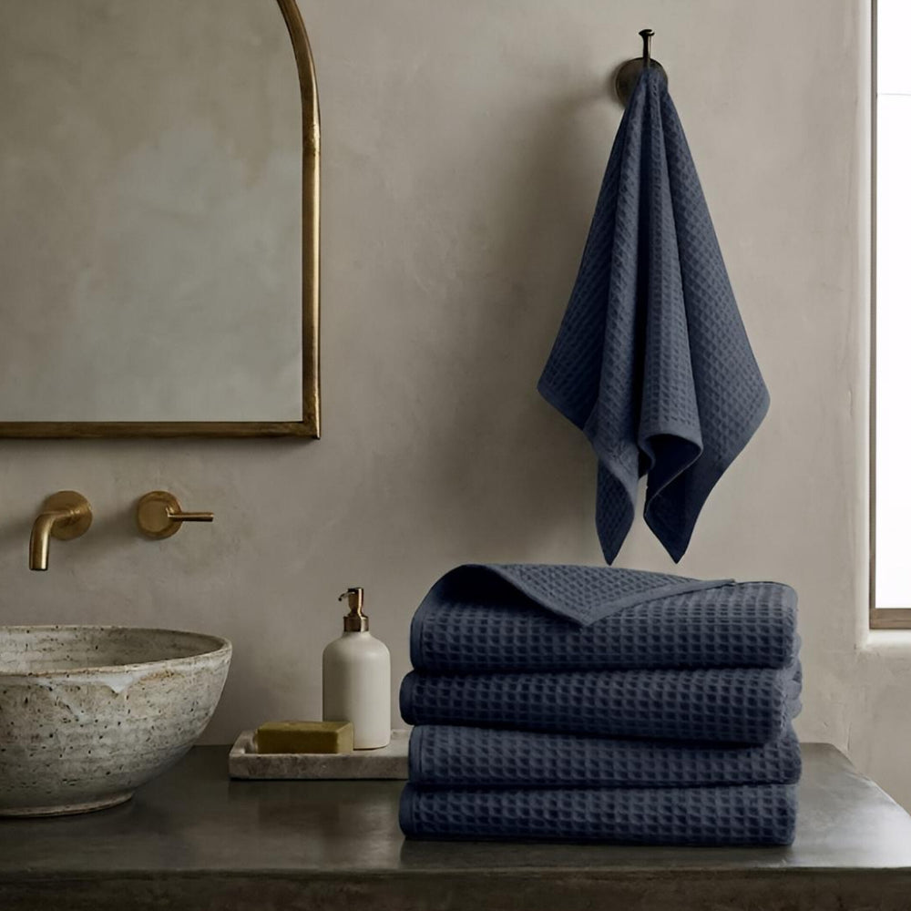 Waffle Soft Hand Towel  (Set Of 4)  | Quick-Dry &  Zero Twist  | Charcoal Colour