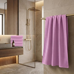 Premium Waffle Bath Towel Set of 2 – Soft, Absorbent & Quick-Dry Luxury Linen-Pink