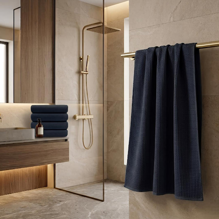 Premium Waffle Bath Towel Set of 2  – Soft, Absorbent & Quick-Dry Luxury Linen-Charcole