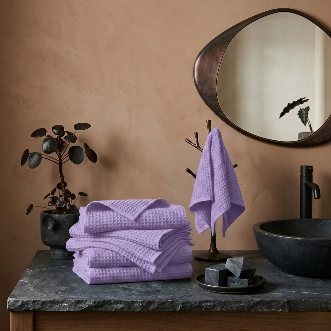 Premium Waffle Hand Towels – Soft, Absorbent & Quick-Dry Cotton-Lavender