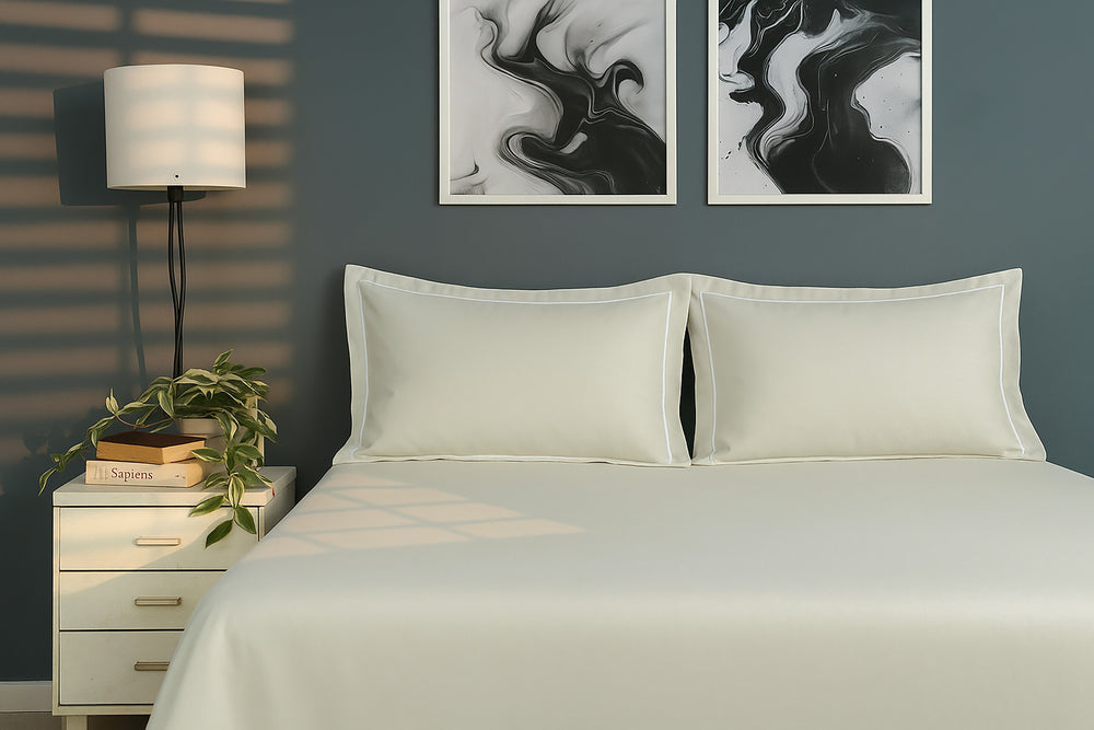 Bedcetera Solitaire King Size Solids Bedsheet Ivory Colour