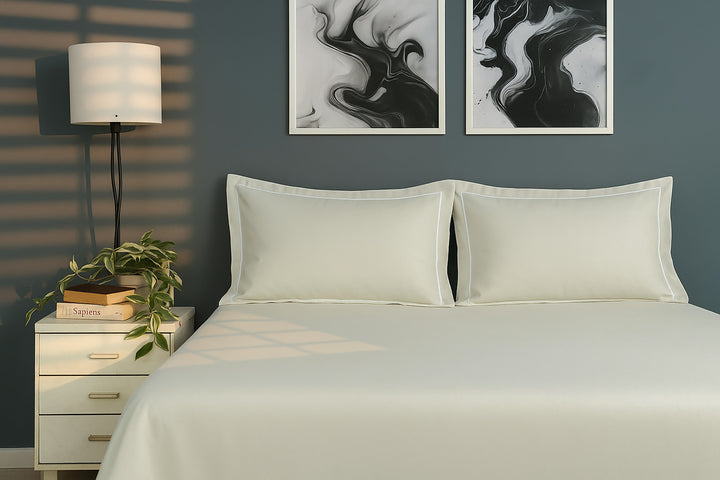 Bedcetera Solitaire King Size Solids Bedsheet Ivory color
