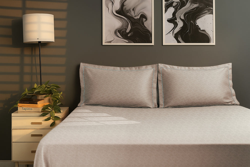 Bedcetera Ornate King Size Solids Bedsheet Mocha Colour